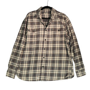 Jachs Flannel Shirt Men Size XXL Brown Flap Pockets Cotton Heavier Weight Work